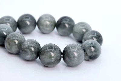 Cuentas sueltas redondas de 11 mm genuinas gris claro crisoberilo ojo de gato AA 7,5" Foto 1 de 3