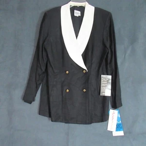 Vintage R&M Richards Karen Kwong Jacke 16P schwarz weiß Dynasty Rich Girl 80er Neu mit Etikett - Bild 1 von 10