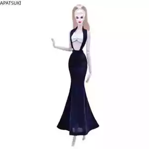 Schwarzes weißes Kleid für Barbiepuppe Outfit Meerjungfrau Büro Dame Kleidung - Bild 1 von 2