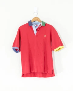 Camisa polo vintage Tommy Hilfiger bloque de color cresta real descolorida ropa de calle cadera - Imagen 1 de 4