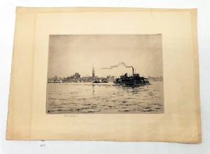 ThriftCHI ~ signierte Sears Gallagher Radierung 10"" x 7"" Hafenszene - Bild 1 von 5