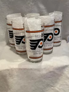 Philadelphia Flyers 1974-1975 Stanley Cup Champions Pint Glass Set of 6 - Picture 1 of 7
