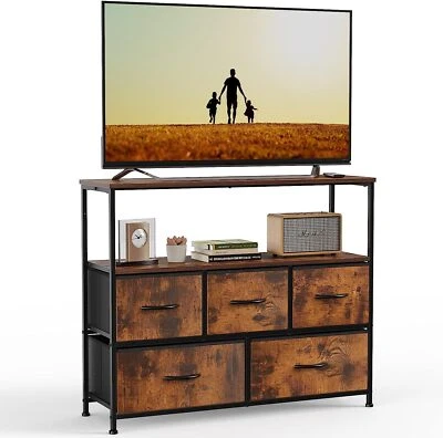 5-Drawer Vertical Tv Cabinet With Open Storage Space, Storage Cabinet - Image 1 of 4