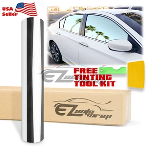 20"X10FT Uncut Roll Window Mirror Silver Chrome Tint Film Car Home Office Glass - Foto 1 di 7