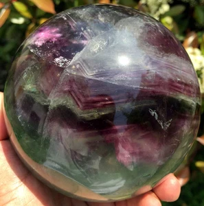 4.40"2365g TOP!!! Natural Fluorite Quartz Crystal Sphere Ball Healing ip0922 - Picture 1 of 12