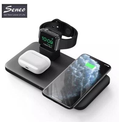 Almohadilla de cargador inalámbrico Seneo 3 en 1 para iPhone, AirPods y Apple Watch - ¡NUEVA! Foto 1 de 4