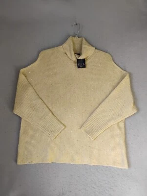 Suéter para mujer Ella Rafaella 1X Pullover tejido cuello alto manga larga lentejuelas doradas Foto 1 de 4