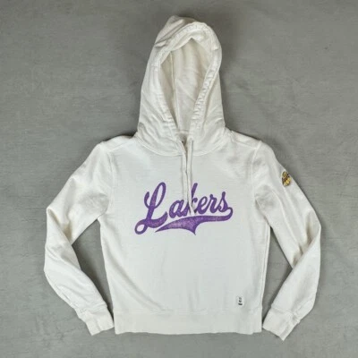 Moletom com capuz feminino Los Angeles LA Lakers pequeno branco roxo soletrado Levi's NBA - Imagem 1 de 4