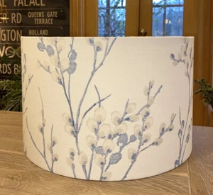 LAURA ASHLEY PUSSY WILLOW FABRIC NEW HANDMADE LAMPSHADE WHITE & SEASPRAY BLUE - Picture 1 of 5