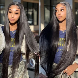 30Inch Bone Straight Transparent Lace Human Hair Wigs HD Lace 4x4 Closure Wig - Foto 1 di 21