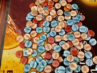  Flat Round Glass Beads iridescent look 150 plus Pcs 30mm approximately - Image 1 of 4