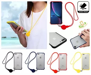 Funda de goma delgada híbrida para iPhone XS Max XR 8 7 PLUS cordón con correa para el cuello - Imagen 1 de 55