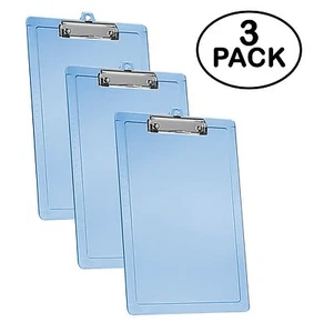 Acrimet Clipboard Letter Size Low Profile Clip (Blue Color) (3 - Pack) - Picture 1 of 6