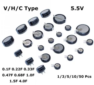 1/3/5/10/50 piezas 5,5 V Super Condensador V H C Tipo Faradio Super Condensador 0,1F ~ 4F - Imagen 1 de 27