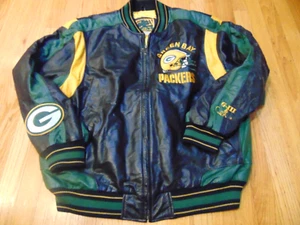 CHAQUETA DE CUERO REAL VINTAGE G-III CARL BANKS NFL GREEN BAY PACKERS TALLA XL - Imagen 1 de 5