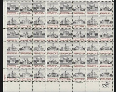 US 1779-82 15c Architecture Mint Stamp Sheet Mint OG NH - Image 1 of 3