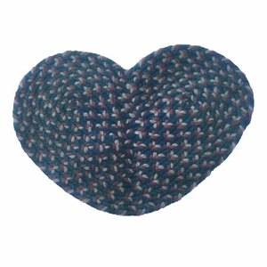 Vtg Handmade Heart Shaped Rag Rug Wall Hanging Farmhouse Cottage Multicolor - Picture 1 of 5