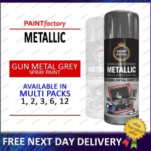 Spray Paint Aerosol Metallic Gun Metal Grey Wood Metal Plastic Glass 400ml -1-12 - Picture 1 of 6