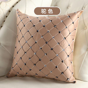 Stylish Grid Checks Embroidered Plaid Pillow Case Home Sofa Decor Cushion Cover