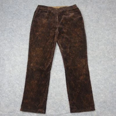 Pantalones Sigrid Olsen Mujer 10 Marrón Bootcut Terciopelo Tribal Geométrico Y2K VT Foto 1 de 4