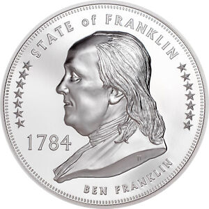 2020 Cook Islands Lost States of America: Franklin 1oz. Silver Coin