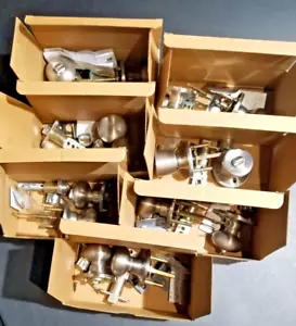 Brushed Nickel Hall & Closet Passage/Dummy USED Door Knob Sets w/Hardware - Picture 1 of 8