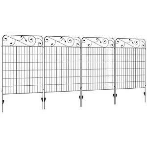 More details for outsunny decorative garden fencing 4pcs 43in x 11.5ft metal border edging