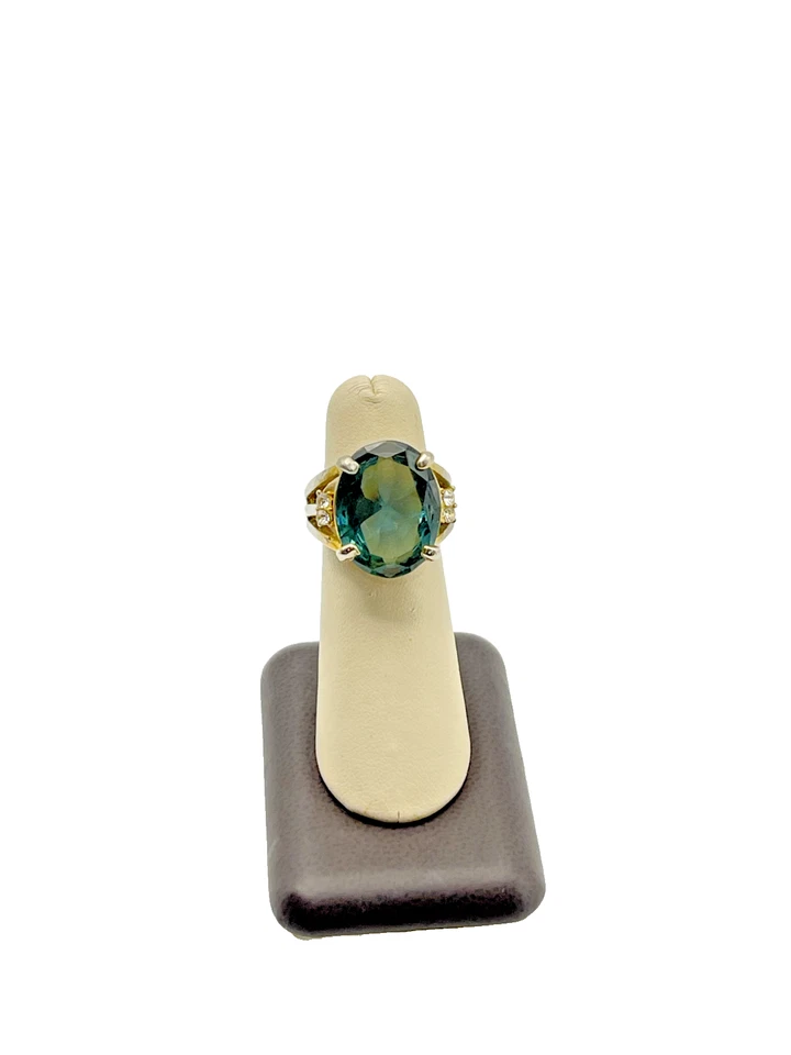 Anillo de diamantes/zafiro simulado plateado talla 6,5 Foto 1 de 4