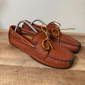 Minnetonka Men’s Moosehide Weekend Moccasin Driving Shoe Carmel Brown Size 11 - Picture 1 of 10