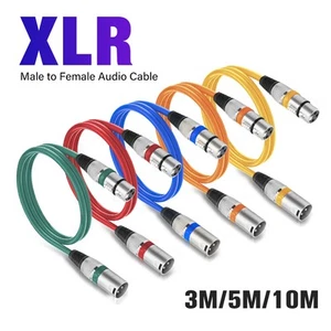Câbles Patch XLR Multicolore 3 Broches Équilibrés XLR Mâle à Femelle Microphone Cordons - Photo 1/13