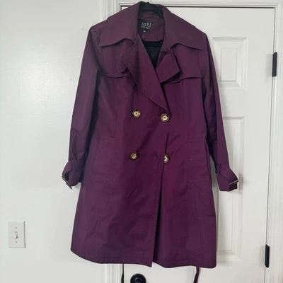 Gabardina vintage SAK Fifth Avenue forrada ciruela talla grande Foto 1 de 4