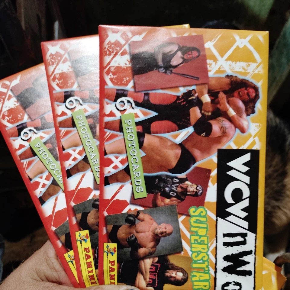 3X New Vintage 1998 PANINI WCW/NWO SUPERSTARS SEALED PACK OF 6 PHOTO CARDS 4'X6' - Image 1 of 2