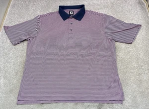 FootJoy Polo Shirt Men's 2XL Short Sleeve Blue Pink Striped Golf 6652 - Picture 1 of 8