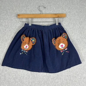 Mini Boden Skirt Girl's 8-9Y Navy Corduroy Teddy Bear Appliqué Pockets Novelty - Picture 1 of 6