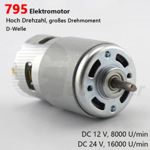 Micro 795 Elektromotoren DC 12V 24V 16000 RPM D-Welle Hoher Drehzahl Drehmoment - Picture 1 of 7
