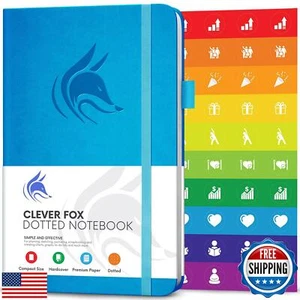 Clever Fox Dotted Notebook – Dot Grid Bullet Numbered Pages Hard Cover Notebo - Picture 1 of 5