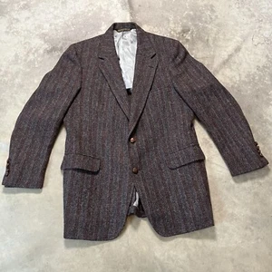 Lands End Charter Collection Sports Coat Mens 43R Gray Elbow Patch Harris Tweed - Picture 1 of 10