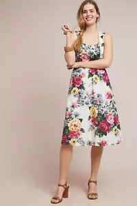 NWT ANTHROPOLOGIE AMELIA FLORAL PRINT MIDI DRESS 4, 10 - Picture 1 of 7