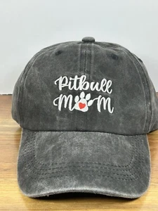 Cappello mamma cane pitbull cappello da baseball grigio donna ricamato regolabile - Foto 1 di 9