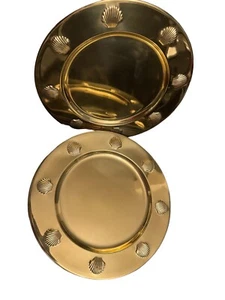 Piatti caricabatterie da cena vintage 6 ottoni gusci in rilievo Hong Kong 12"" 2 set disponibili - Foto 1 di 5