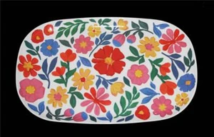 HUGE 22" x 14" Floral Thick Heavy Duty Under Handles Melamine Serving Tray NEW - Picture 1 of 1