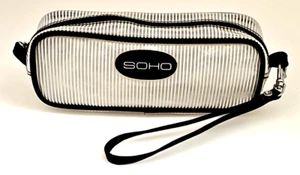 SOHO Wristlet Pinstripe Zip Pouch Pencil Pouch Style Make - Up Multi Purpose Bag - Picture 1 of 15