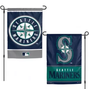 VINTAGE MLB SEATTLE MARINERS 2-SIDED WINCRAFT GARDEN FLAG 12"X18" new - Picture 1 of 5