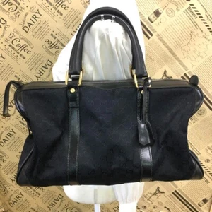 Gucci Canvas Leather Mini Boston Bag Auth Black Medium Women From Japan - Picture 1 of 5