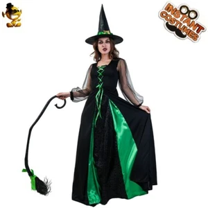 Witch Costume Green Women Gothic Halloween Costumes - Picture 1 of 6