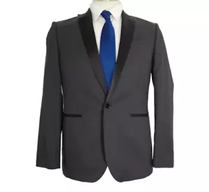 Mem's Tuxedo Express Slim Fit Black Polka Dot Cotton Blend Jacket US 40 R - Picture 1 of 20