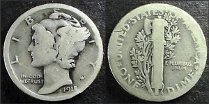 1918 Mercury Dime Broadstruck. - Picture 1 of 1