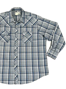Camisa de manga larga a cuadros Wrangler Wrancher para hombre 2X Western azul con botones - Imagen 1 de 6