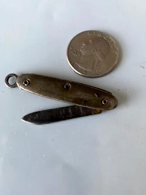 Navaja de bolsillo pequeña vintage - 1 hoja - USA tono latón antigua Foto 1 de 3