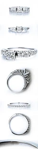 AUKTION $6000 Princess Cut 1,51ct Diamant Eng Ring Set mit EGL 0,63ct SI1 F Center - Bild 1 von 3